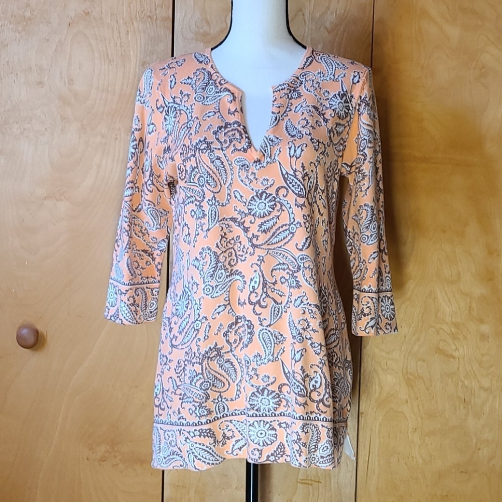 Saint Tropez West 3/4 sleeve sweater in peach